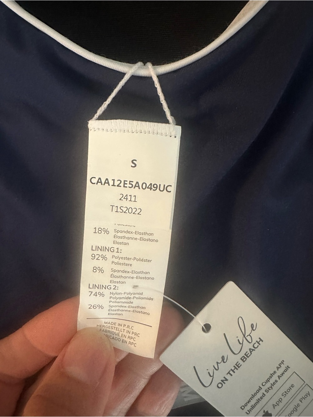 Cupshe Slim & Sculpt Navy One-Piece Swimsuit | NWT | Size Small - Picture 4 of 6